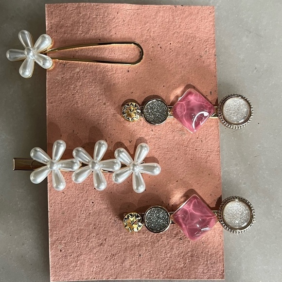Bridal Faux Pearl and Gemstone Hair Pins - Picture 1 of 4